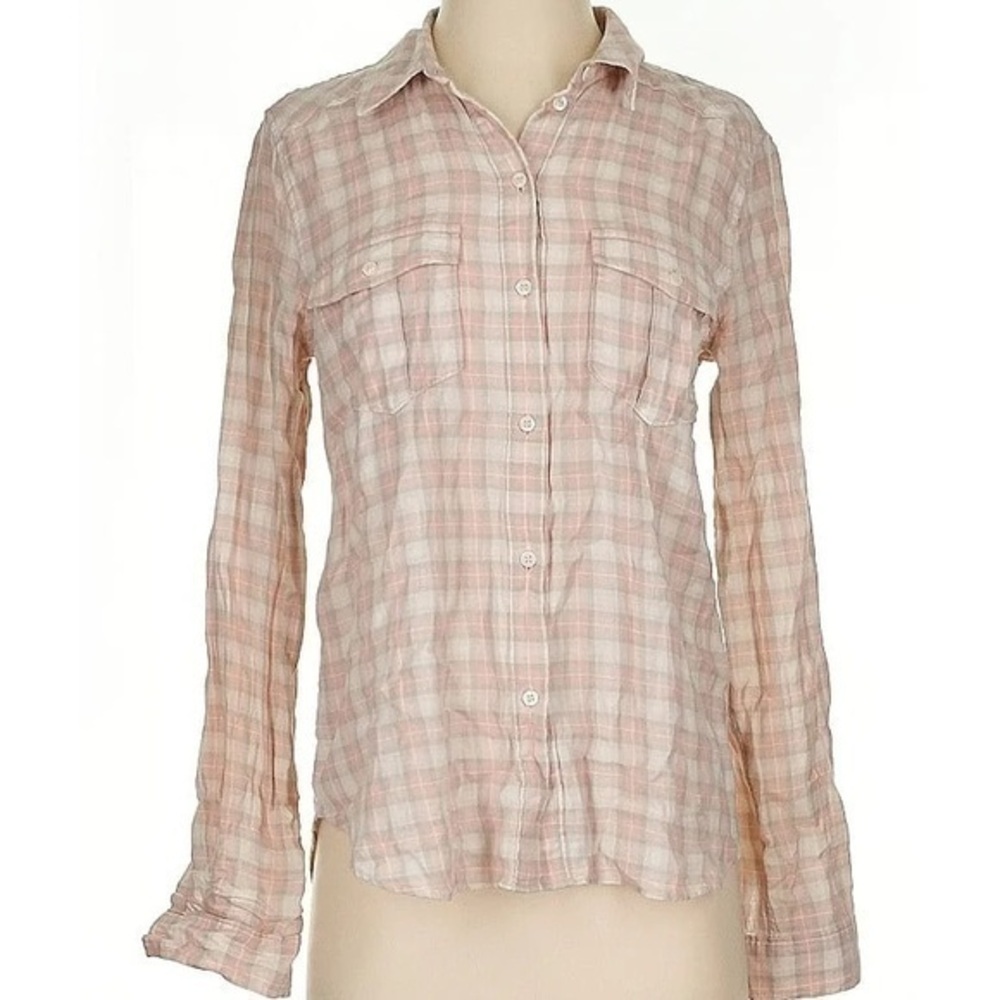 Paige Light Pink Plaid Button-Up Women's Top Sz S.